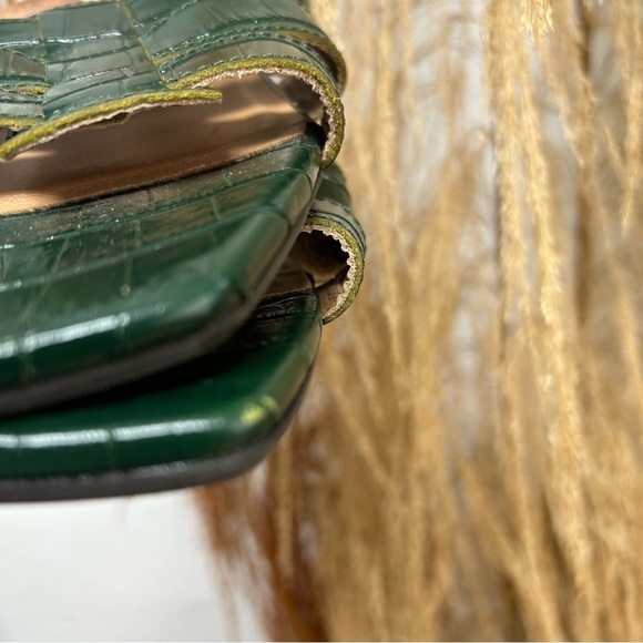 Aquatalia green leather step in sandal faux croc size 7 made in Italy - Picture 6 of 11